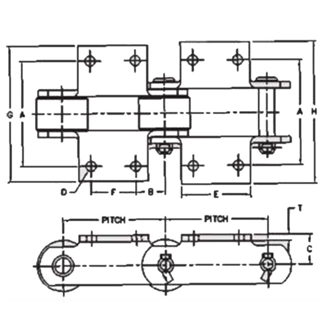 SS131-K1 SS131-K2 SS102B-K2 SS111-K2 SS110-K2 SS856-K2 SS150-K2 SS Class Bushed Steel Chain With K1 K2 Attachment
