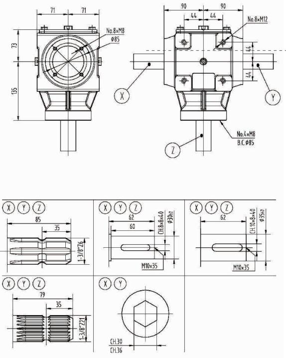 Agricultural T36 Series 36HP Gearbox for Shredders and Rotary Mowers Tariff-Free