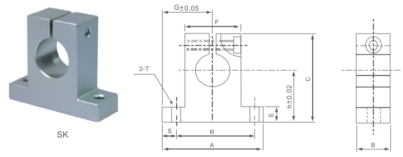 SK (SH-A) Series Linear Bearing Assembly Vertical Type Shaft Support of SK8 SK10 Made in Vietnam
