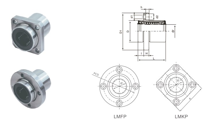 New Design LMF/KP (SMF/K-E) Series Linear Bearing Bushing Pilot Pattern Flange Made in Vietnam