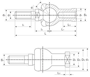 SQZ...RS Series Steel Straight Ball Rod End Left or Right Hand Thread With Rubber Dust Seal Made in Vietnam