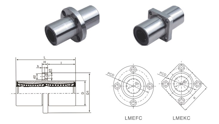 Exemption From Tariffs LMEF/KC (KBF/KC) Series Long Centered Flange Linear Bearing Bushing Made in Vietnam
